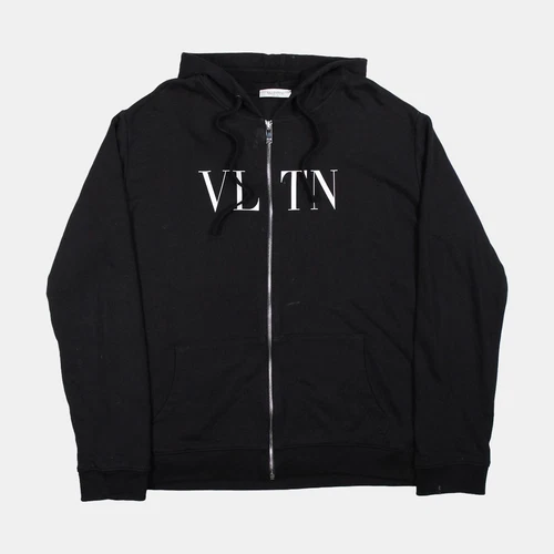 Felpa con cappuccio e zip intera Valentino taglia XL uomo nero cotone