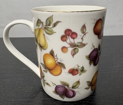 St George English Bone China England FRUIT  Cup Mug  3 1/2'' Tall Pear Plum