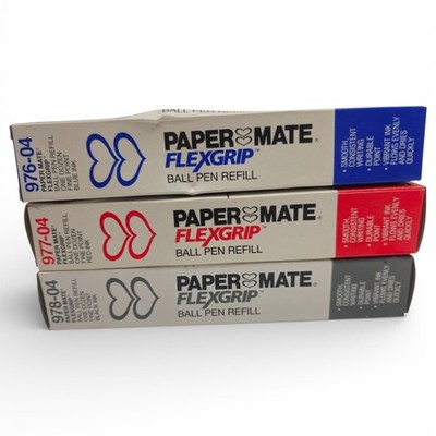 Paper Mate FlexGrip Pen Refill 976-04 977-04 978-04 NOS Fine Point 3 Colors