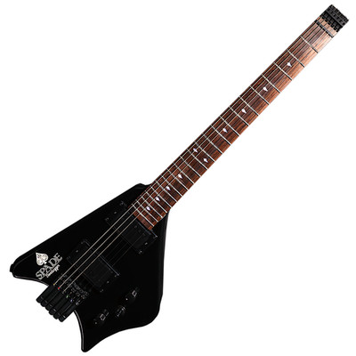 Bootlegger Guitar USA, Black Spade Headless, 24.75'' Short Scale with Hard Case