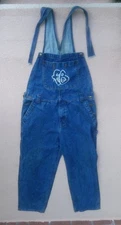 Vintage Y2K 2000s Men's FUBU Denim Overalls Bib FB Center Logo Blue 2XL (38x31)