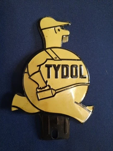 Tydol Vintage Man Tin Plate License Plate Topper Original Oil Sign.