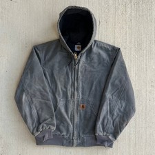 Carhartt J130 GVL gray hooded work wear jacket Medium