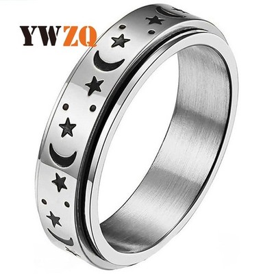 925 Silber plattiert Angst Mond Stern Handschmeichler Spinner Stressabbau drehbar Ring