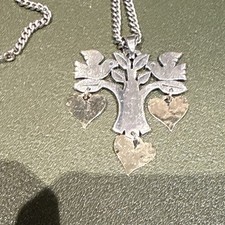 Retired James Avery 925 Tree Two Doves Dangling Hearts 14K Bonded On 925