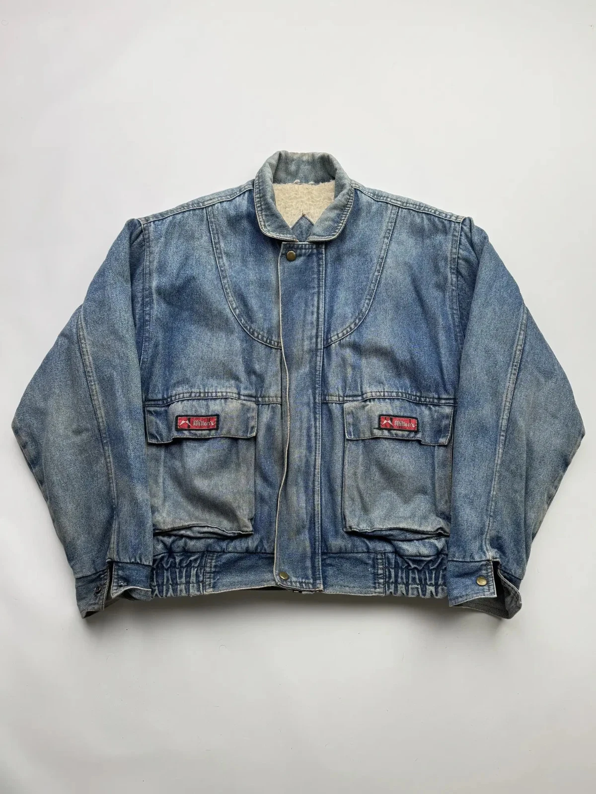 Vintage Denim Bomber Jacket Men's Size L