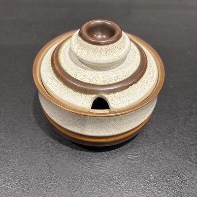 1x Denby Töpferscheibe hellbraun Zuckerdose mit Deckel 