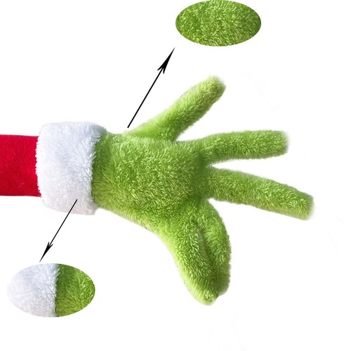 Furry Green Grinch Head Arm for Christmas Tree Topper Decorations Ornaments Gift - Picture 5 of 12