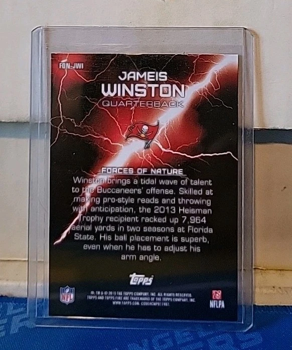 2015 Topps Fire Forces of Nature Jameis Winston Tampa Bay Buccaneers - Image 2 of 2