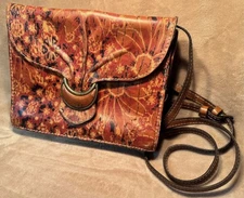 Patricia Nash Leather Purse Crossbody Chintz Cowboy Rustic Floral Pattern READ