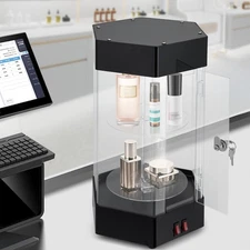 Electric Rotating Clear Display Case W/ 2 LED Lighting Hexagonal Display Case