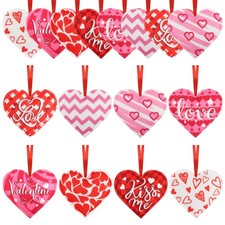 24Pcs Valentine's Day Heart Ornaments Felt Heart-Shaped Hanging Ornament Decorat