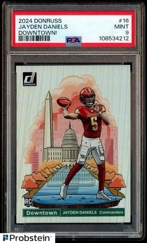2024 Donruss Downtown #16 Jayden Daniels RC Rookie SSP CASE HIT PSA 9