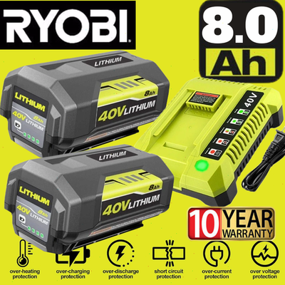 #ad 2X Battery amp; Charger For Ryobi 40V With LED Lithium Ion 40 Volt OP406VNM OP40602 $96.00