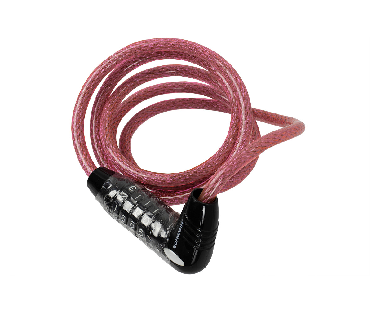 Schwinn Coil Combo Bike Bicycle Lock, Pink, 5-Feet x 8mm