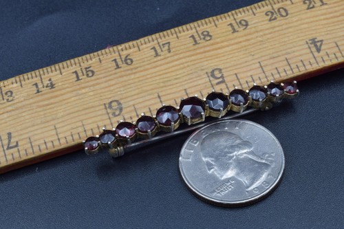 RRR ANTIQUE Bohemian Faceted Garnet Pyrope brooch Art Nouveau vtg old silver 835 - Picture 3 of 23