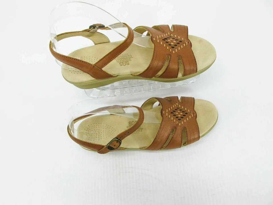 SAS Mujer Sandalia Huarache Talla 8 Cuero Marrón Correa al Tobillo Zapatos Usados qp Foto 2 de 4