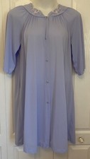 Vintage Shadowline Purple Button Up 3/4 Sleeve Night Gown Robe L