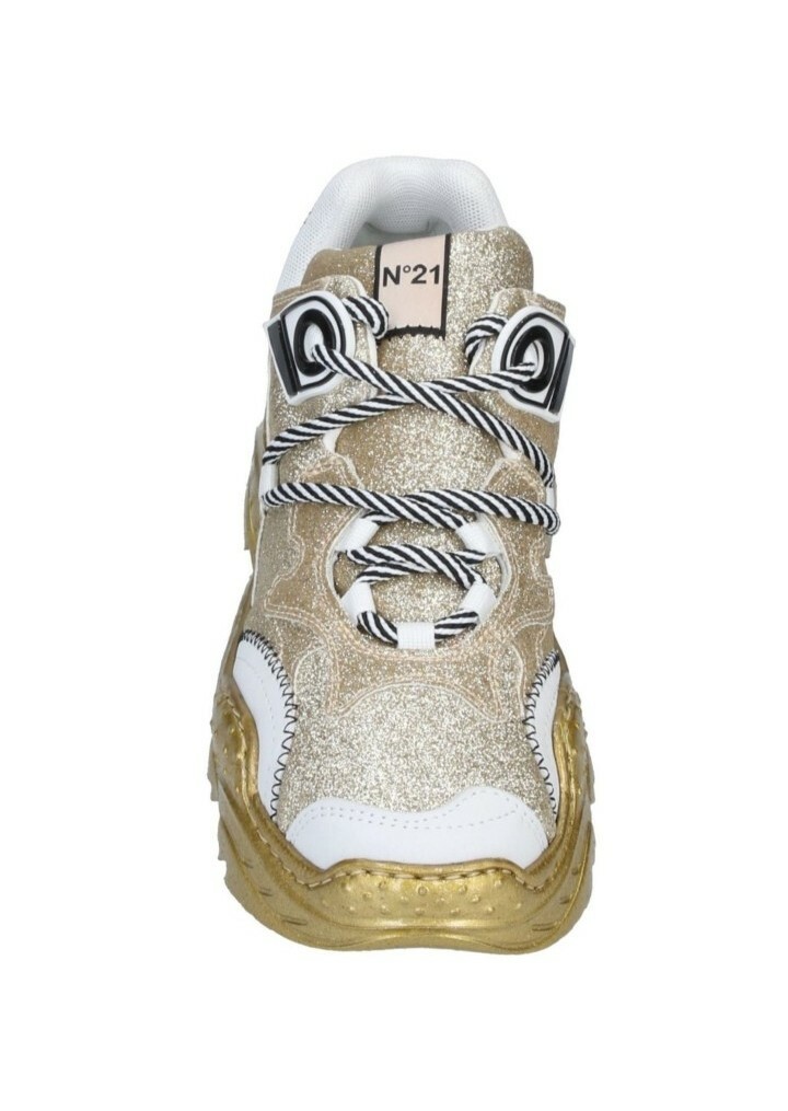 Nº21 Numero Ventuno Sneakers Gold Glitter Size 39 8.5 Made Nº21 Numero Ventuno Sneakers Gold Glitter Size 39 8.5 Made