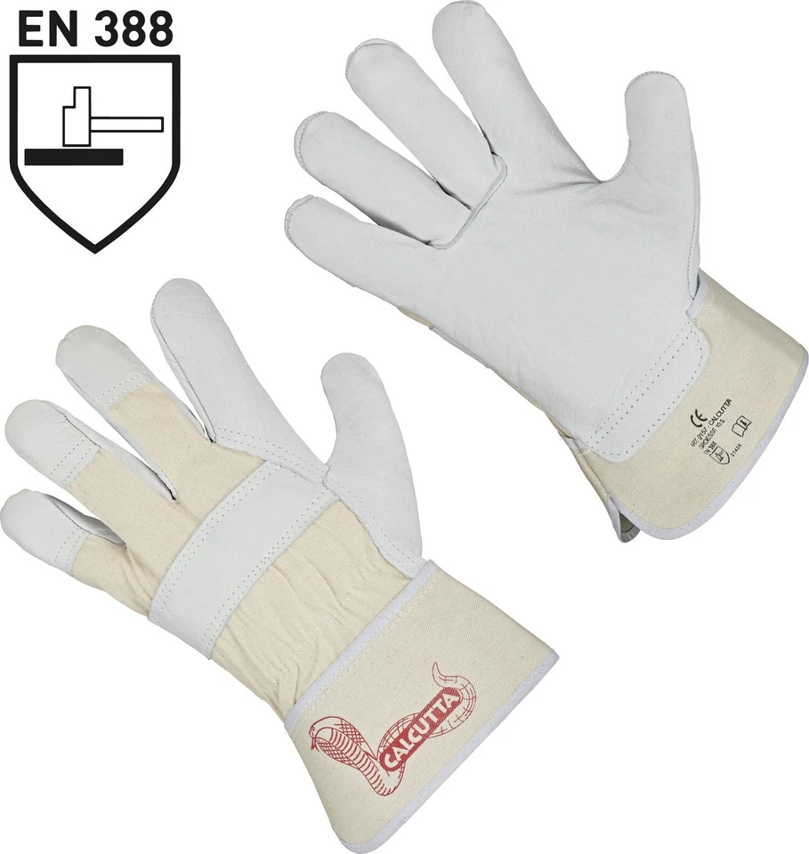 STRONGHAND® 12 Paar Arbeitshandschuhe Rindvollleder Rindleder Handschuhe Calcutta Gr. 10,5