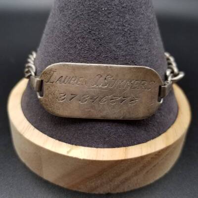 WWII Period ID Tag Oval Plate 925 Silver Vintage Military