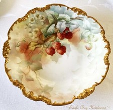 Antique Jean Pouyat, Limoges France, Artist-Signed, H-Painted, Shallow Bowl