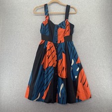 Anthropologie Maeve Sun Dress Womens 2 Abstract Print Fragmented Pipeline EUC