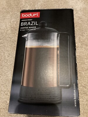 Bodum Brazil French Press Coffee Tea Maker 34 OZ 8-Cup Black Cold Brew Too!