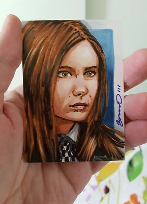 DR WHO AMY POND KAREN GILLAN HANDGEZEICHNETE SKIZZENKARTE JONATHAN D GORDON PSC ACEO 