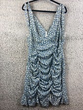 Blue floral pleated sides tie sleeveless  zipper close sundress women's size 1XL