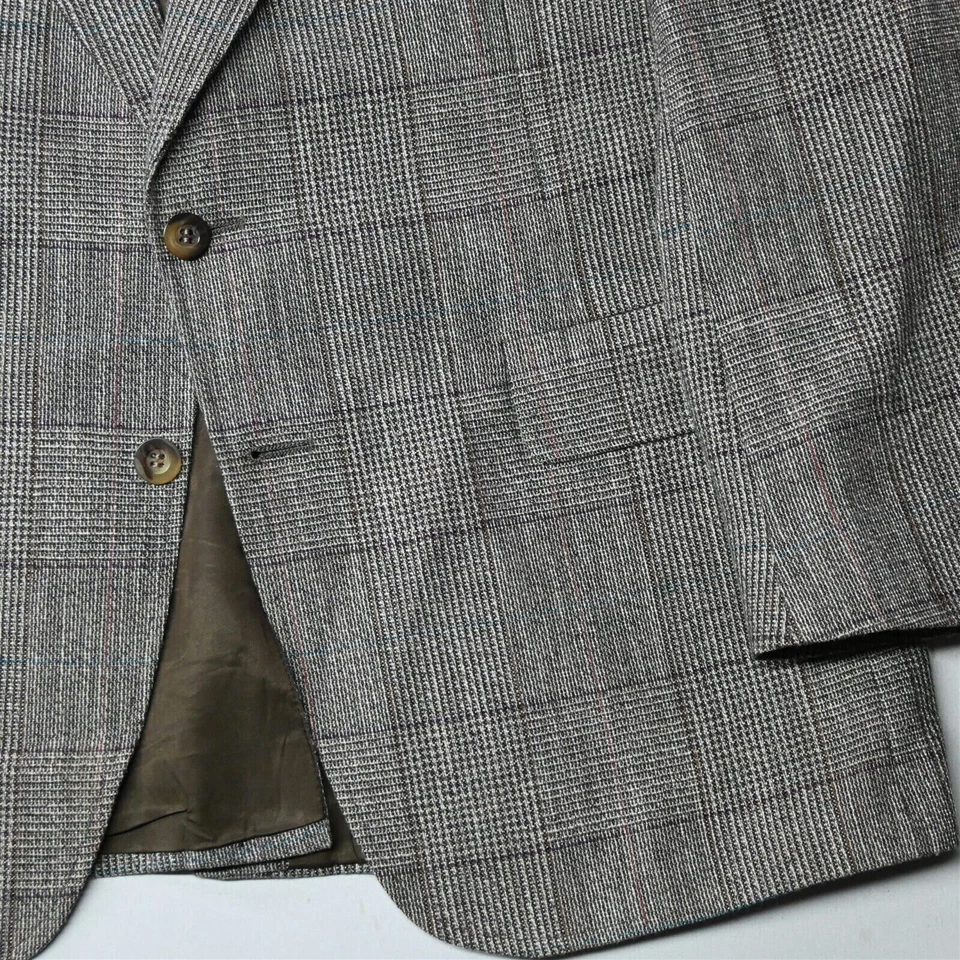 Casaco esportivo blazer masculino vintage 42L marrom xadrez lã tweed macia feito nos EUA - Imagem 3 de 4