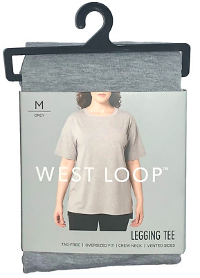 West Loop Women Legging TEE -Grey, Medium Size with Vented Sides & Oversized Fit