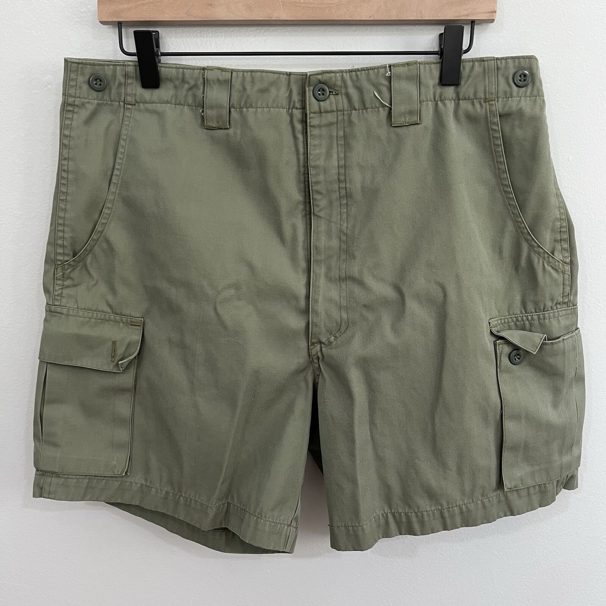 Vintage Gullivers Cargo Shorts Mens 36 Olive Green 80's Army