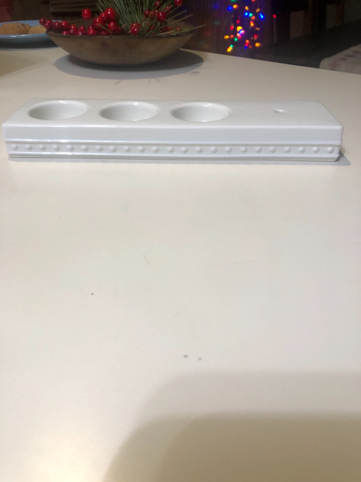 Nora Fleming 3 Tea Light Votive Candle Holder Pearl Dot Retired Red