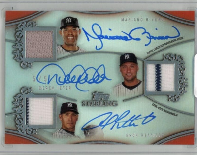 2021 Mariano Rivera Derek Jeter Andy Pettitte /5 Topps Triple Relic Patch Auto