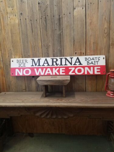 MARINA Beer Ice Boats Bait No Wake Zone/Carved/Rustic/Wood/Sign/Fishing/Lake/ - Picture 2 of 7