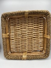 Woven Wicker Rattan Braided Square Basket Bread Tray