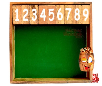Klappenspiel Shut the Box 9 medium grün Ting Tong Würfelspiel X Spieler Klappbox - Bild 1 von 4