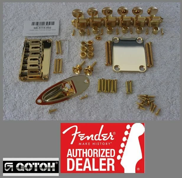 Gotoh Hardtail Gold Stratocaster Body Hardware Set w Tuners Fender