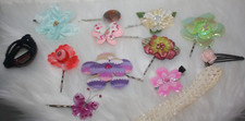 Girls Lot Of 13 Hair Clips Colorful Handmade Headband Flower New 1