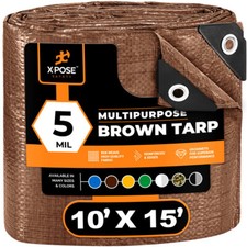 10' x 15' Multi Purpose Brown Poly Tarp 5 Mil Cover Tent Shelter RV Camping Tarp