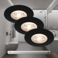Led Einbauleuchten Dimmbar 3Er Set IP44 5 W Matt-Schwarz Kunststoff Briloner
