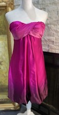 Vintage Cache Silk Pink Ombr Balloon Short Dress Strapless Size 2 Mini Puff