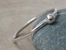 Handmade 925 Sterling Silver Hammered Skinny Stacking Beautiful Ball Ring AK733