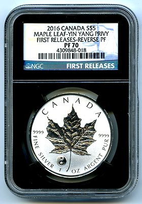 2016 $5 CANADA 1OZ SILVER MAPLE LEAF NGC PF70 YIN YANG PRIVY 2016 $5 CANADA 1OZ SILVER MAPLE LEAF NGC PF70 YIN YANG PRIVY