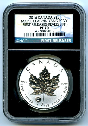 2016 $5 CANADA 1OZ SILVER MAPLE LEAF NGC PF70 YIN YANG PRIVY REVERSE PROOF POP20