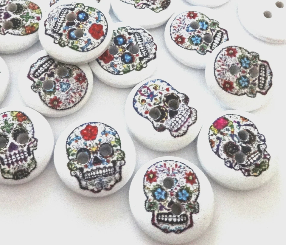 10x Knopf Rund Vintage Totenkopf Suger Skull Knöpfe 15mm Kinder Buben Jungen - Bild 2 von 2