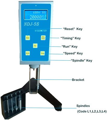 Rotary Viscometer Viscosity Meter Tester Rotational Fluidimeter 20--100,000mPa·s