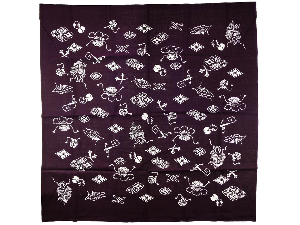 Винтажный японский Takara-zukushi фиолетовый хлопок Furoshiki в оригинальной коробке ноября 18-H - Изображение 2 из 3