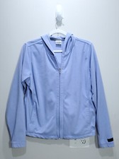 Columbia Sweater Womens L Full Zip Jacket Sports Running Gym Cotton Blue Hooded